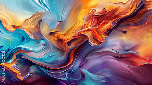 Vivid Fluid Abstract Art  Bright Colorful Tones.