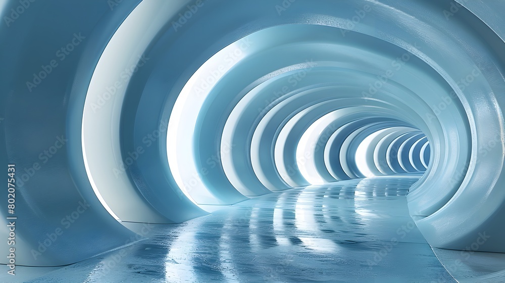 Mesmerizing Futuristic Architectural Tunnel with Geometric Symmetry and Reflective Surfaces Mesmerizing Futuristic Architectural Tunnel with Geometric Symmetry and Reflective Surfaces