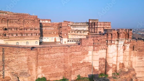Jodhpur, blue city from drone, Mehrangarh fort, India from the air