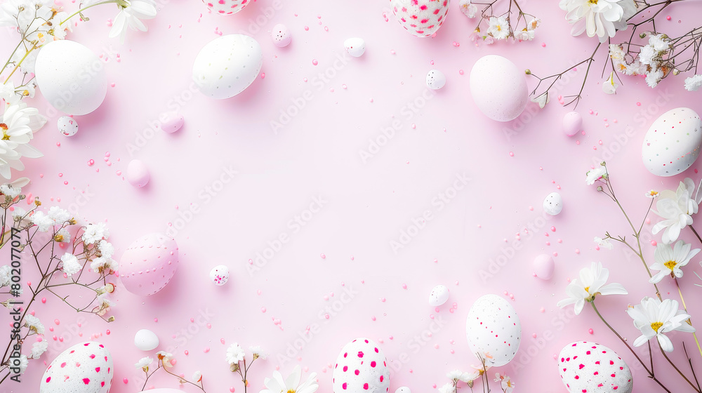 Easter Celebration Background with White Frame and Copy Space
