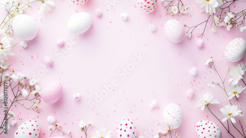 Easter Celebration Background with White Frame and Copy Space 