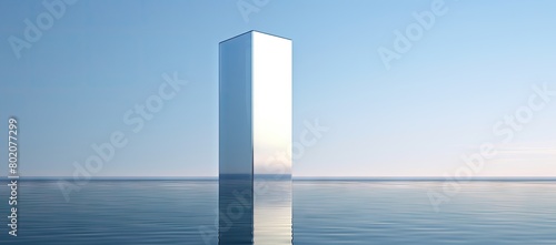 Towering building in the middle of a body of water