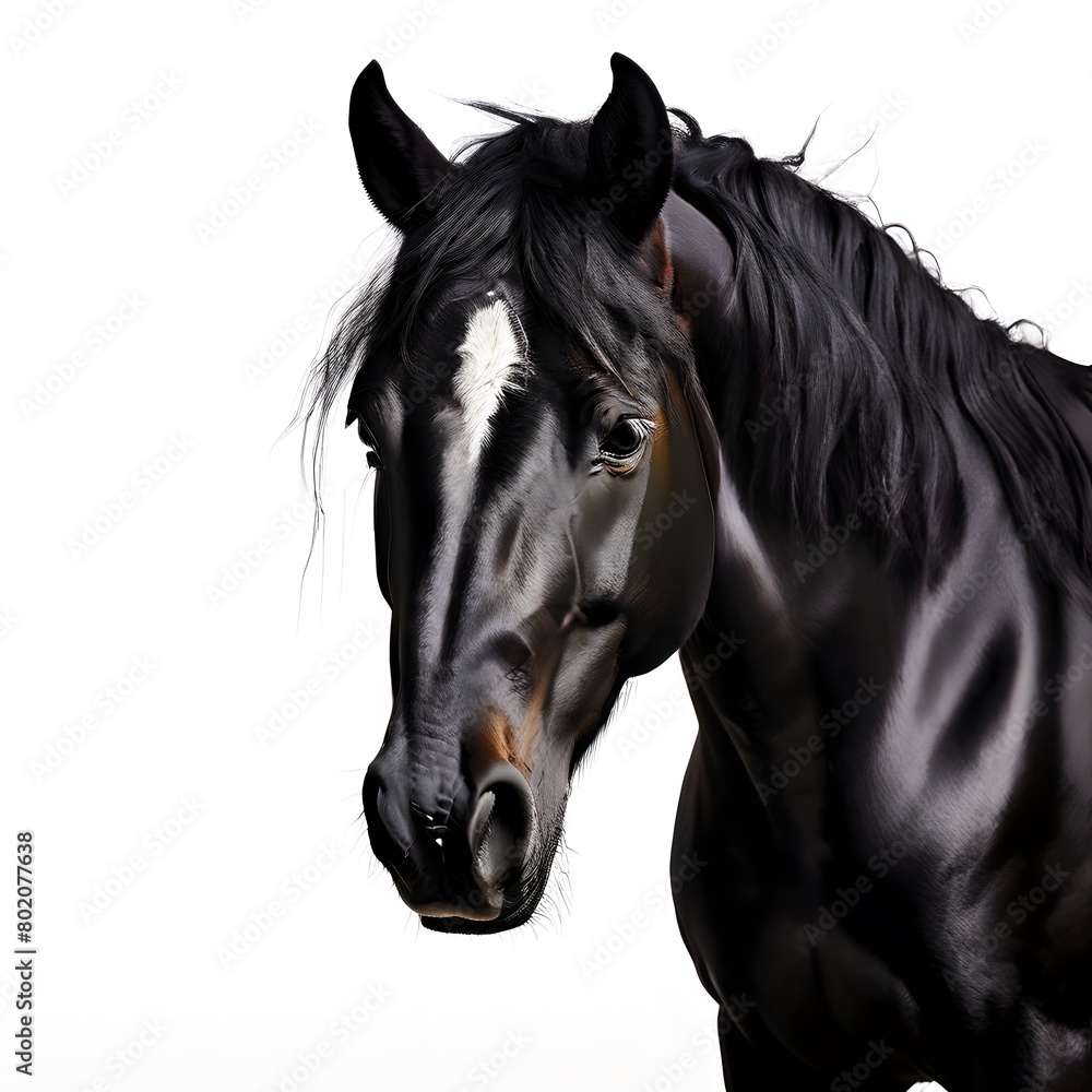 black horse isolated ,white background