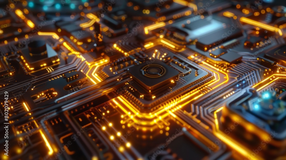 Glowing Circuit Board Close-Up Technology Concept
Glowing Circuit Board Close-Up Technology Concept