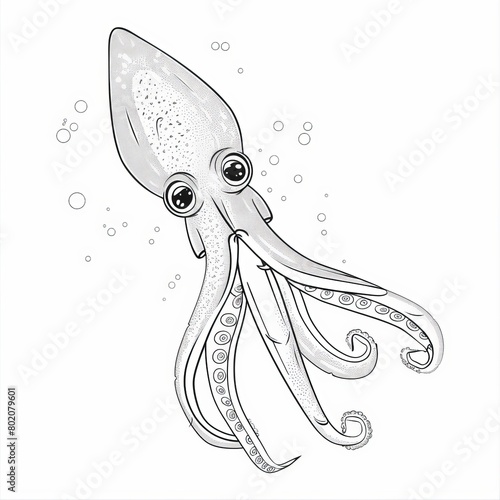 Cute Squid Coloring Page