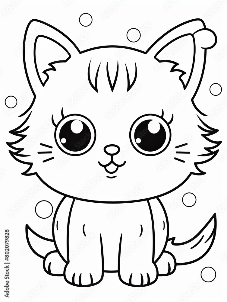 Fototapeta premium Cute Fluffy Kitten Drawing