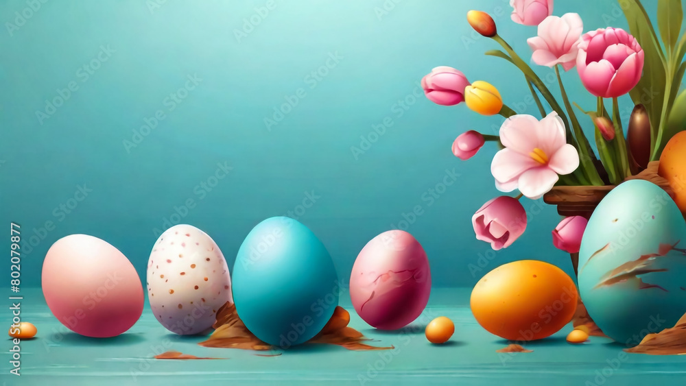 Bright Easter eggs and spring flowers on green grass outdoors
Bright Easter eggs and spring flowers on green grass outdoors