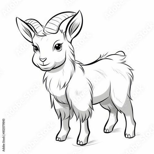 Adorable Kid Goat Coloring Page © dillustrai