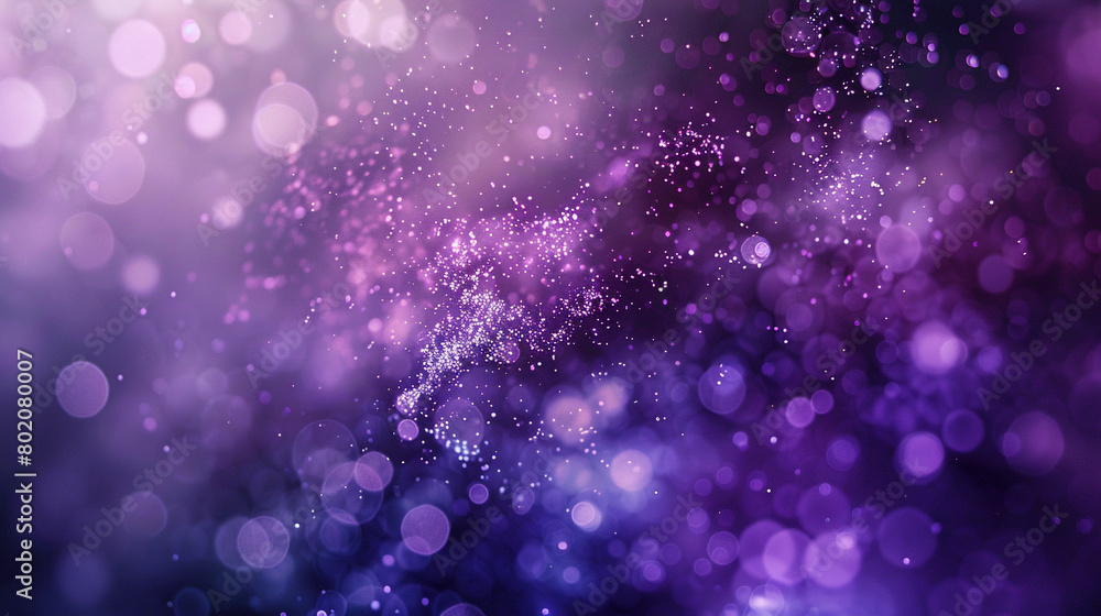 Mysterious violet particles cascading in an enchanting dance over a dreamy, blurred setting, tinged with intrigue.