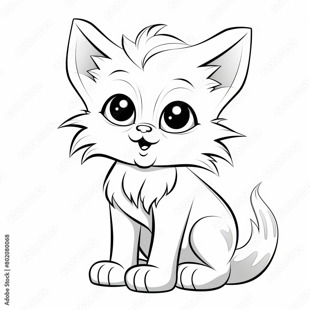 Fototapeta premium Cute Kitten Illustration with Clear Lines