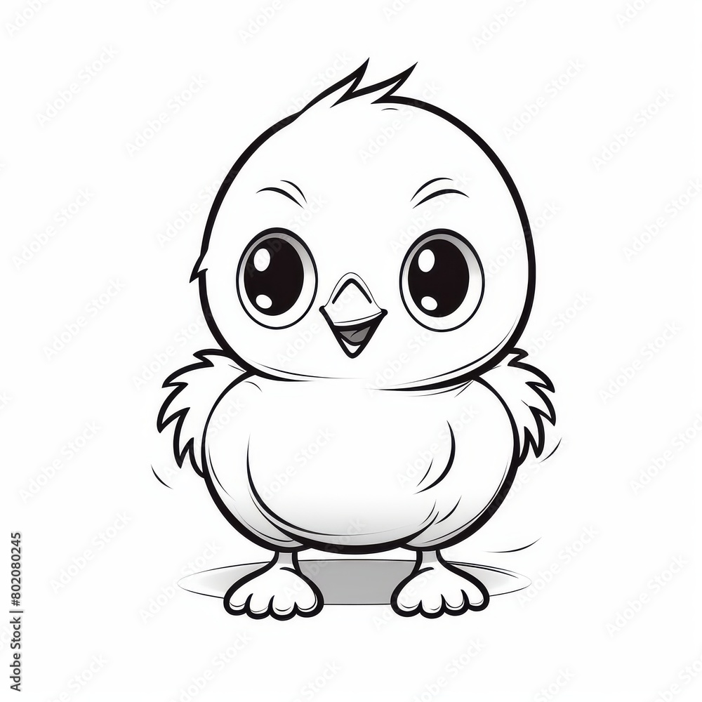 Adorable Chick Sketch with Clear Outlines