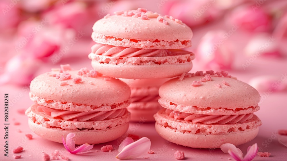 Colorful macaroons on eastern themed blurred background with ample space for text Colorful macaroons on eastern themed blurred background with ample space for text