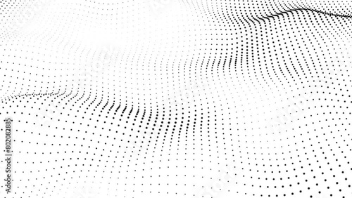 Abstract and technology dots wave background. Dot pattern with halftone effect. abstract wave technology white background with black color digital Dot background animation. photo