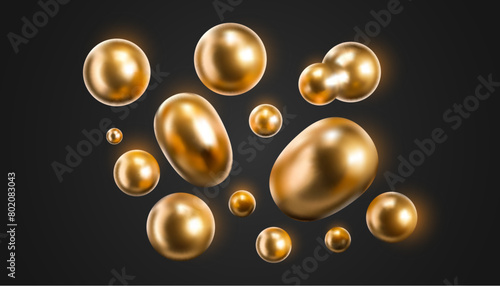 Vector 3d gold liquid blobs.