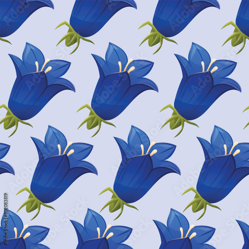 Bluebell flower buds. Vector isolated cartoon illustration of a wild field plant.