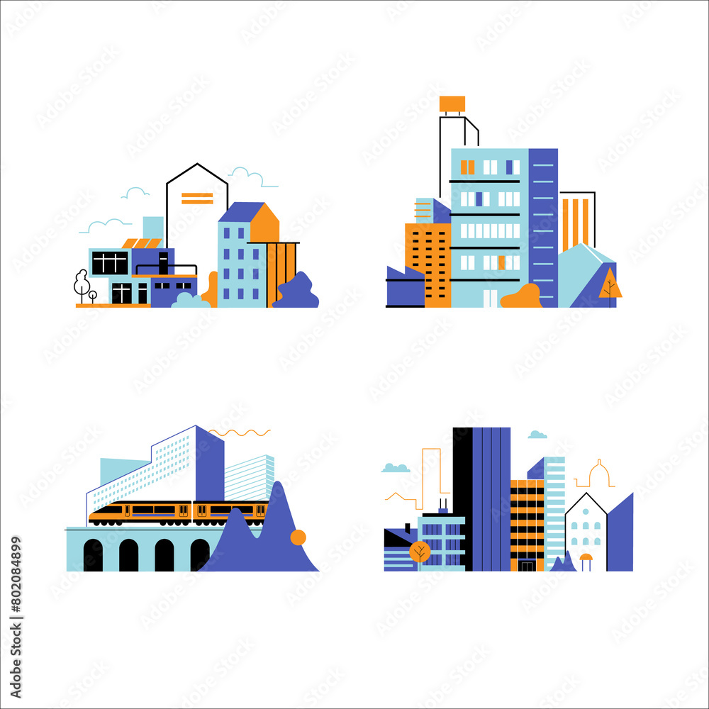 Collection of urban landscapes. Collection of urban landscapes.