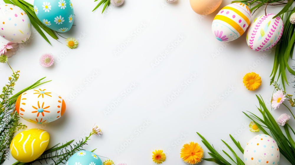 White Colored Happy Easter Greeting Frame with Copy Space
