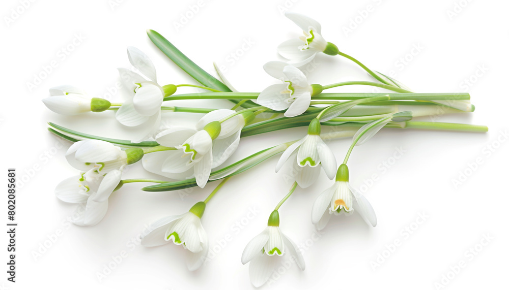 snowdrop flowers on white background snowdrop flowers on white background
