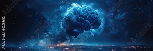 The human brain connects machine,Brain function symbol, and psychology mind as a human head with gear and cog symbols as a thinking, Mental Health #802085632