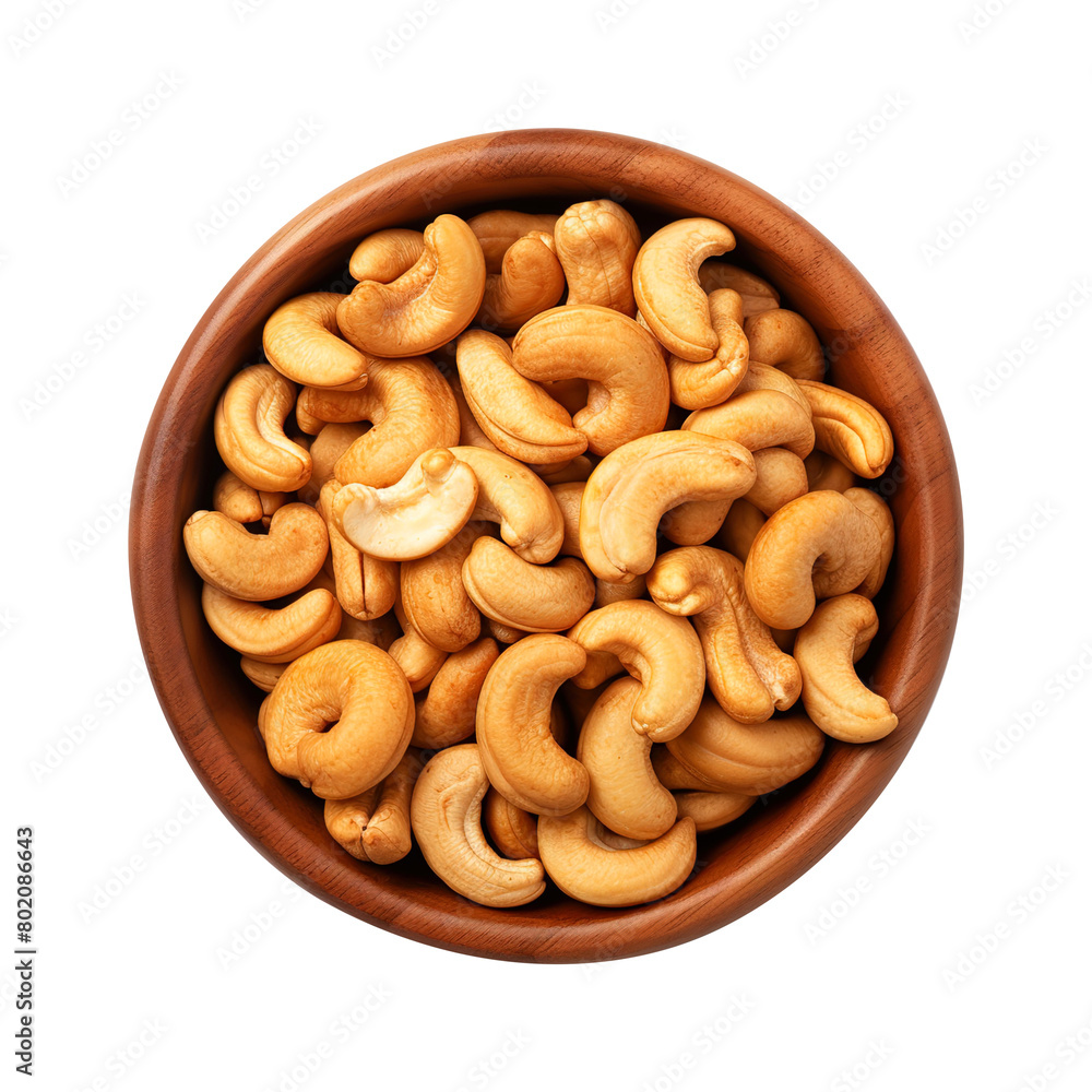 Bowl of roasted cashew nut isolated on a white background Bowl of roasted cashew nut isolated on a white background