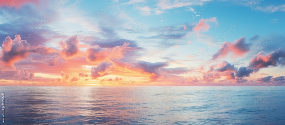 A painting of a sunset over the ocean A painting of a sunset over the ocean