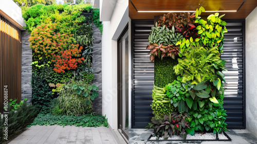 Adorn a stark wall with a lush vertical garden to inject vibrancy and nature into the space.
