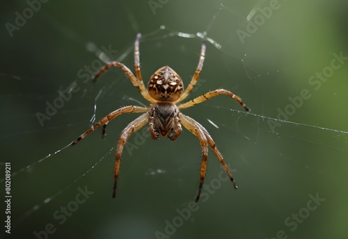 A spider rests in its web, its legs twitching, generative AI