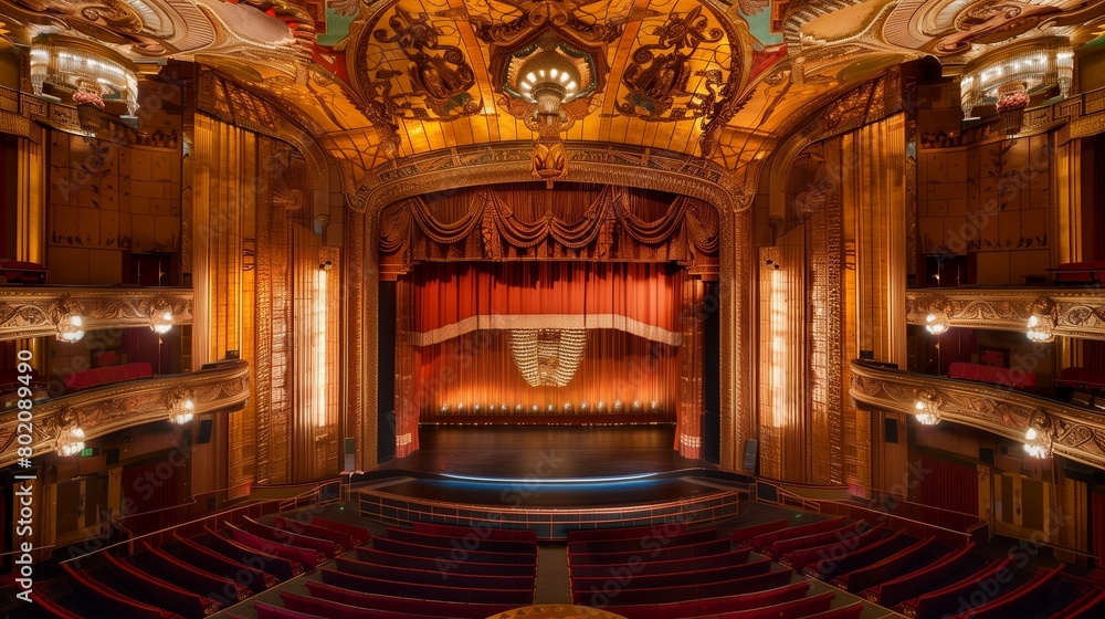 Obraz premium Art Deco theater interior with ornate details.