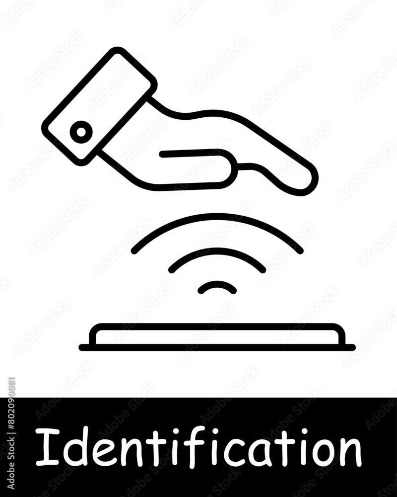 Identification set icon. Hand, fingerprint, palm line scanner, analysis, recognition, scanning, verification, DNA, signal, parsing, face, face ID, black lines on a white background.