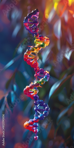 DNA de dupla hélice com cores vivas