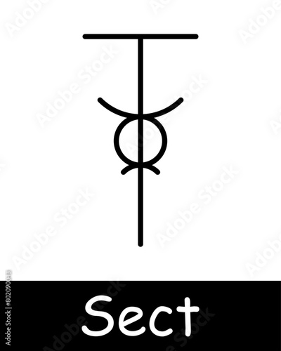 Sect set icon. Pentagram, Sigil of Baphomet, sacrifices, Satan, 666, mysticism, paranormal, faith, inverted cross, worship, persuasion, black lines on a white background. Cult concept.