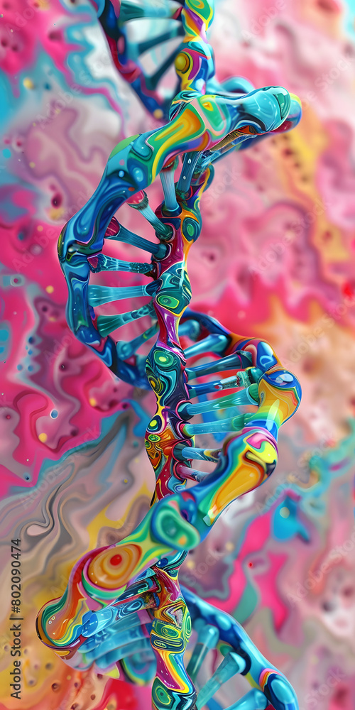 Título Dupla hélice de DNA com fundo colorido