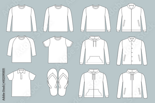 vector drawing of basic men apparel pattern 