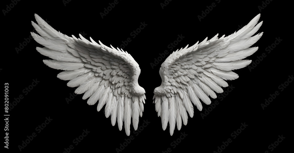 Fototapeta premium Realistic white angel wings isolated on solid background