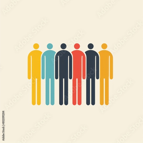 Silhouettes of a group of people of different colors on a beige background