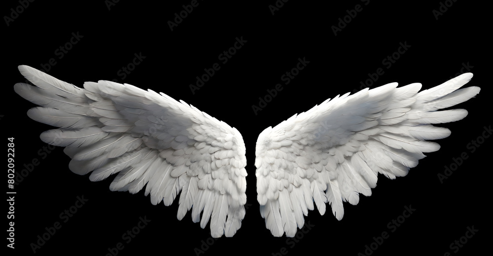 Fototapeta premium Realistic white angel wings isolated on solid background