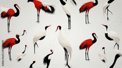 Redcrowned Crane minimalist logo photo