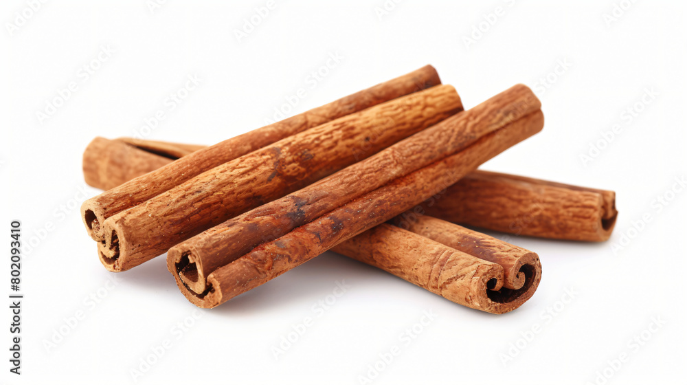 Cinnamon sticks on white background 