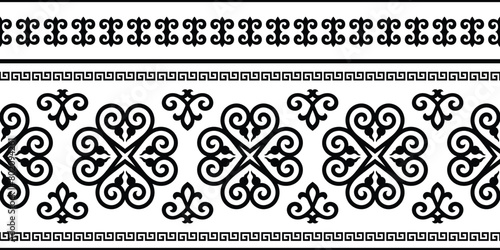 Ethnic background on the theme of Mongolian national ornament, seamless pattern, vector design photo