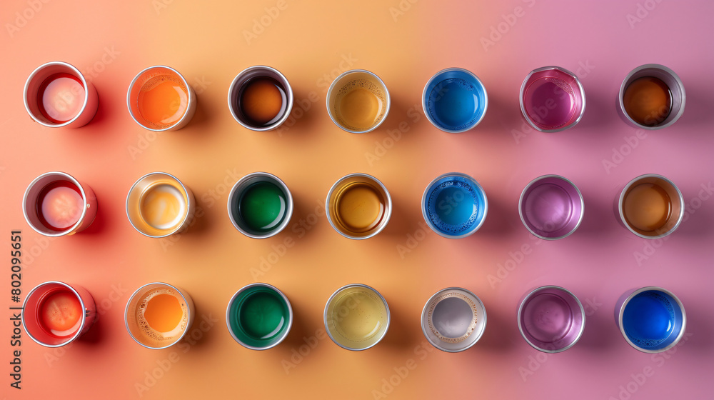 Coffee capsules on color table 