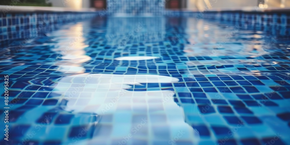 Luxurious Swimming Pool with Blue Mosaic Tiles Generative AI