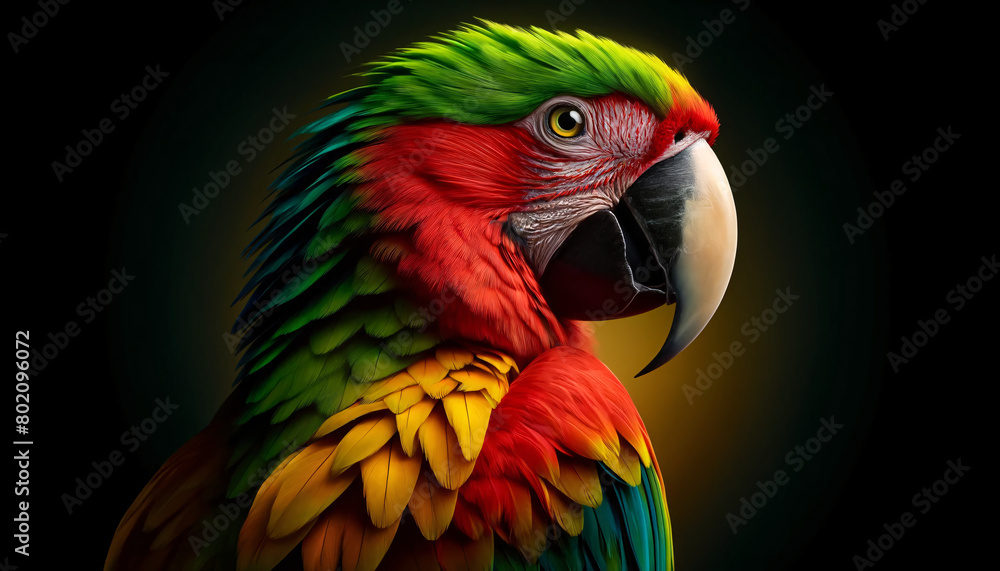 macaw parrot in a portrait style