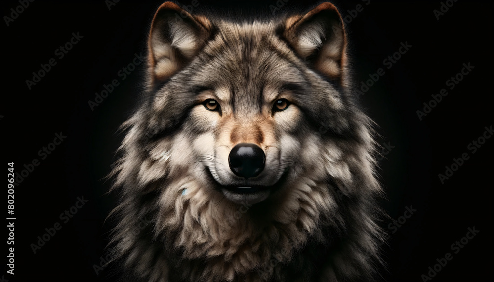 a wolf in a portrait style