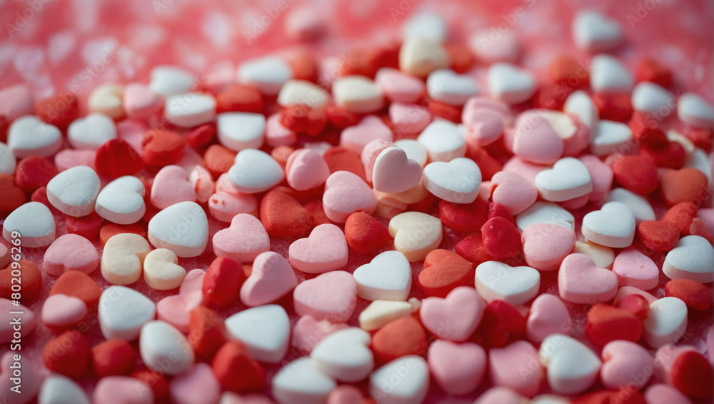 Festive Valentine's Day Backdrop, Vibrant Assortment of Candy Hearts.