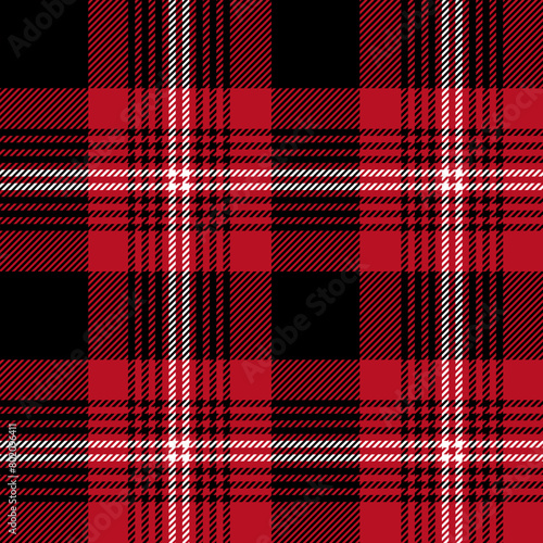 plaid tartan seamless repeat pattern. This is a black red checkered plaid vector illustration. Design for decorative,wallpaper,shirts,clothing,tablecloths,blankets,wrapping,textile,fabric,texture