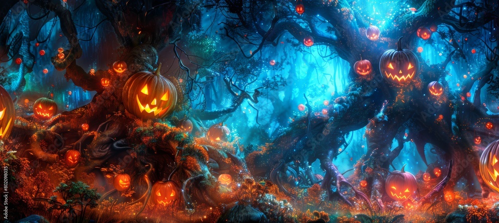 Eerie halloween night scene perfect for creating a spooky and atmospheric ambiance