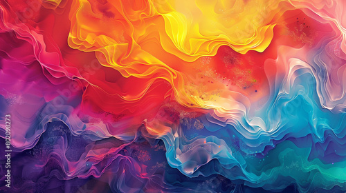 Marvel at the vibrant symphony of colors as they coalesce into a dynamic gradient wave of vivid hues.