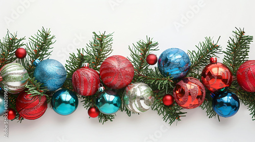 Colorful Christmas garland on white background 