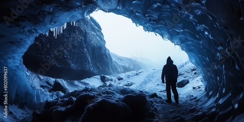 Exploring the Wonders of an Icelandic Glacial Cave Generative AI photo