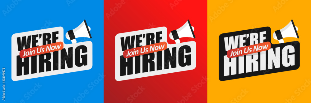 Obraz premium We Are Hiring Join Our Team Poster Or Banner With Yellow Background Stock Illustration